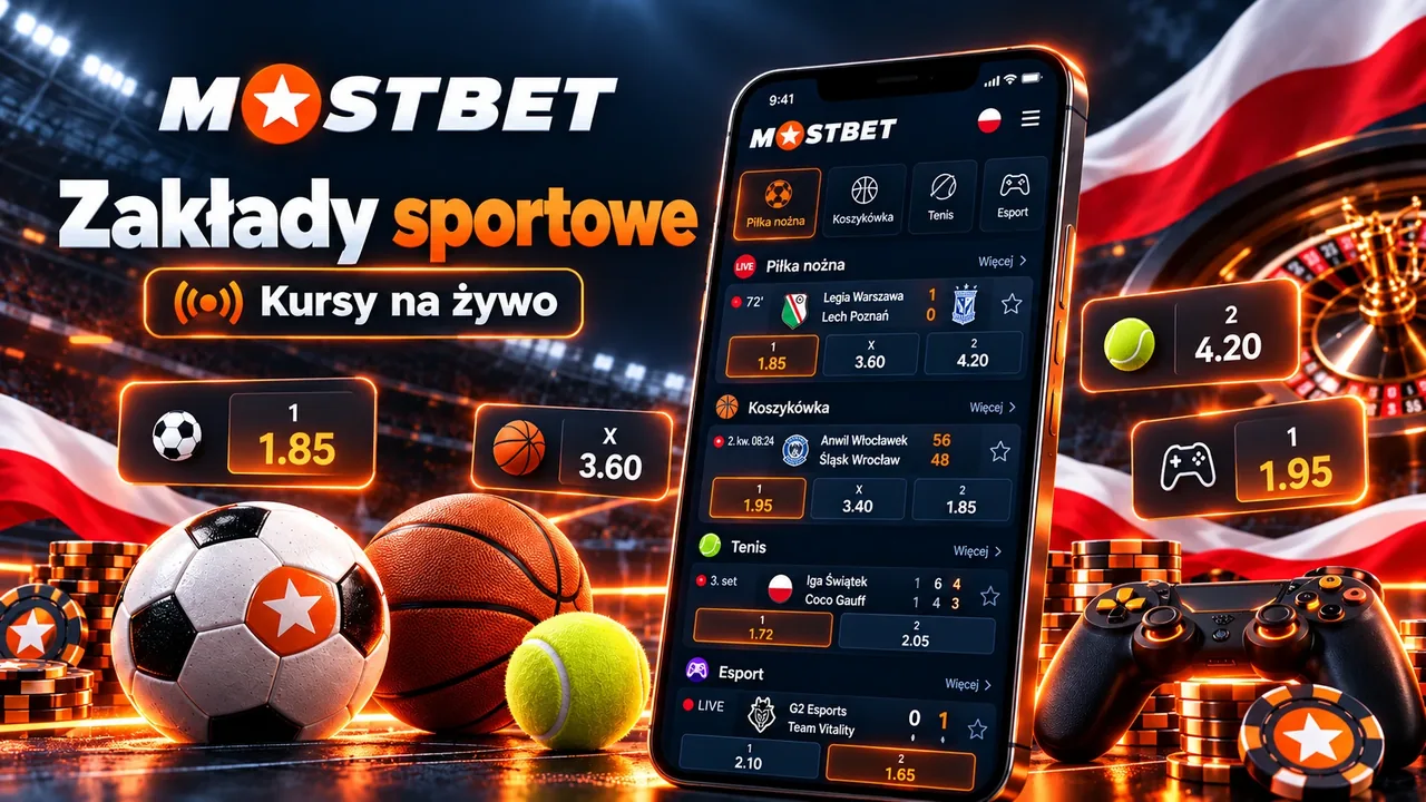 Zakłady sportowe Mostbet: kursy na żywo na piłkę nożną, koszykówkę, tenis i e-sport